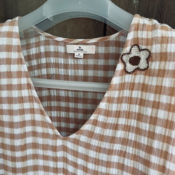 Rip Curl Women's Orange Gingham Mini Dress - Picture 6 of 16